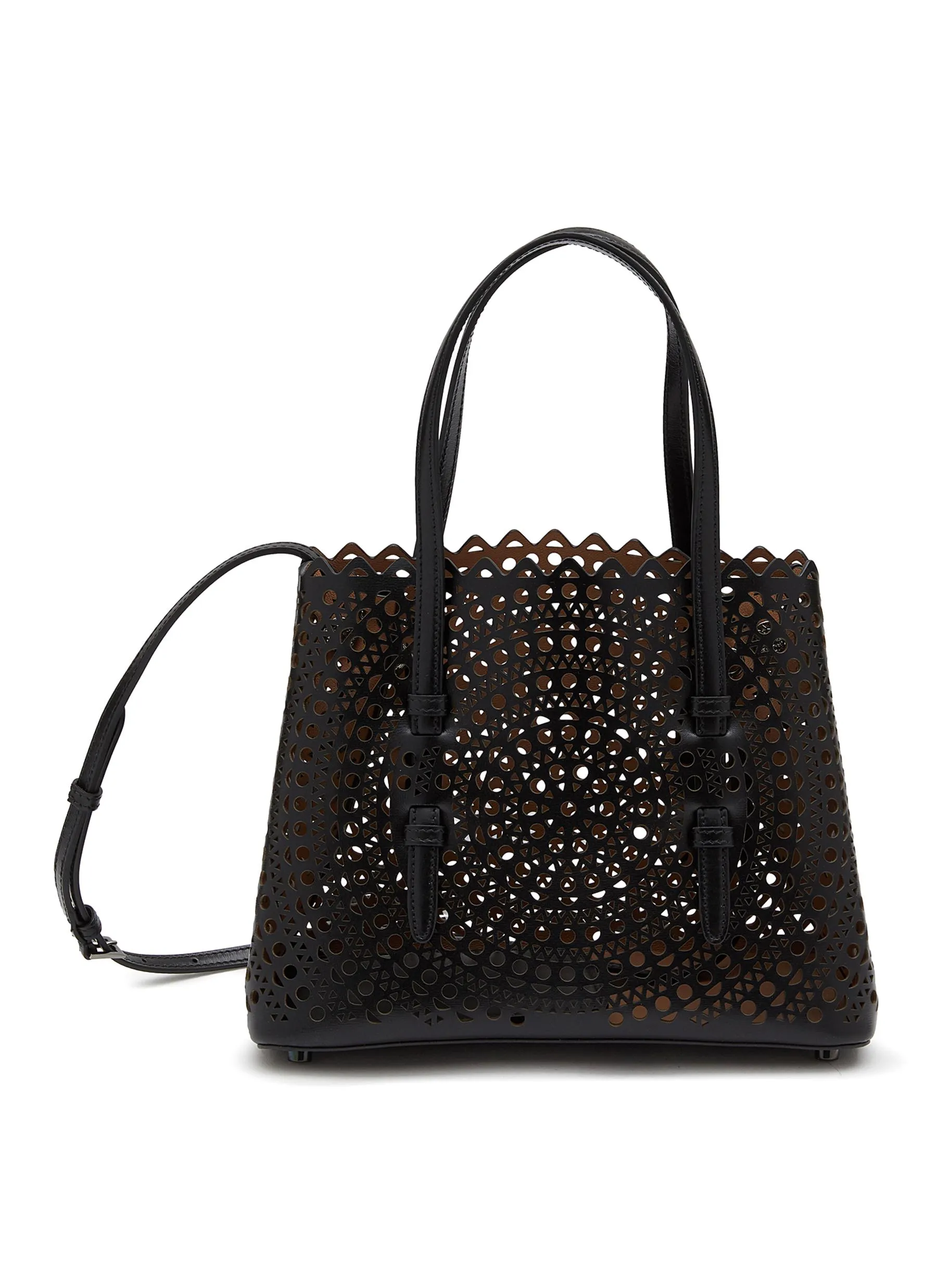 -----------ALAÏA ---- ------------BLACK ----Mina 25 Perforated Leather Tote Bag --