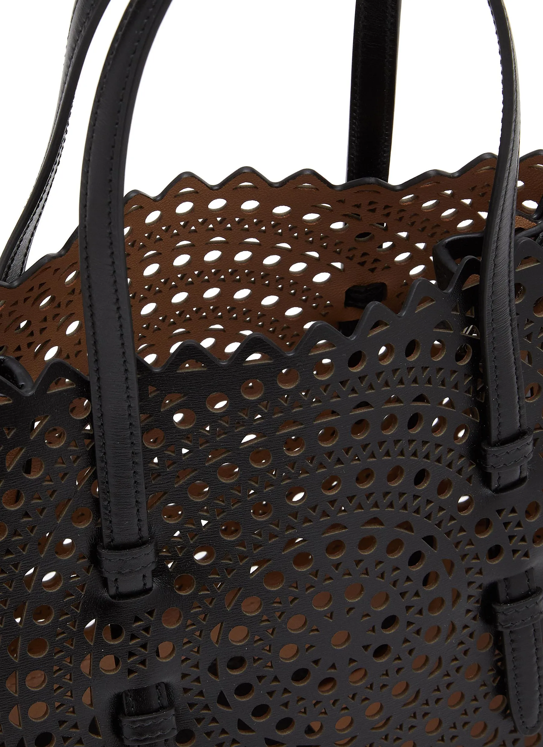 -----------ALAÏA ---- ------------BLACK ----Mina 25 Perforated Leather Tote Bag --