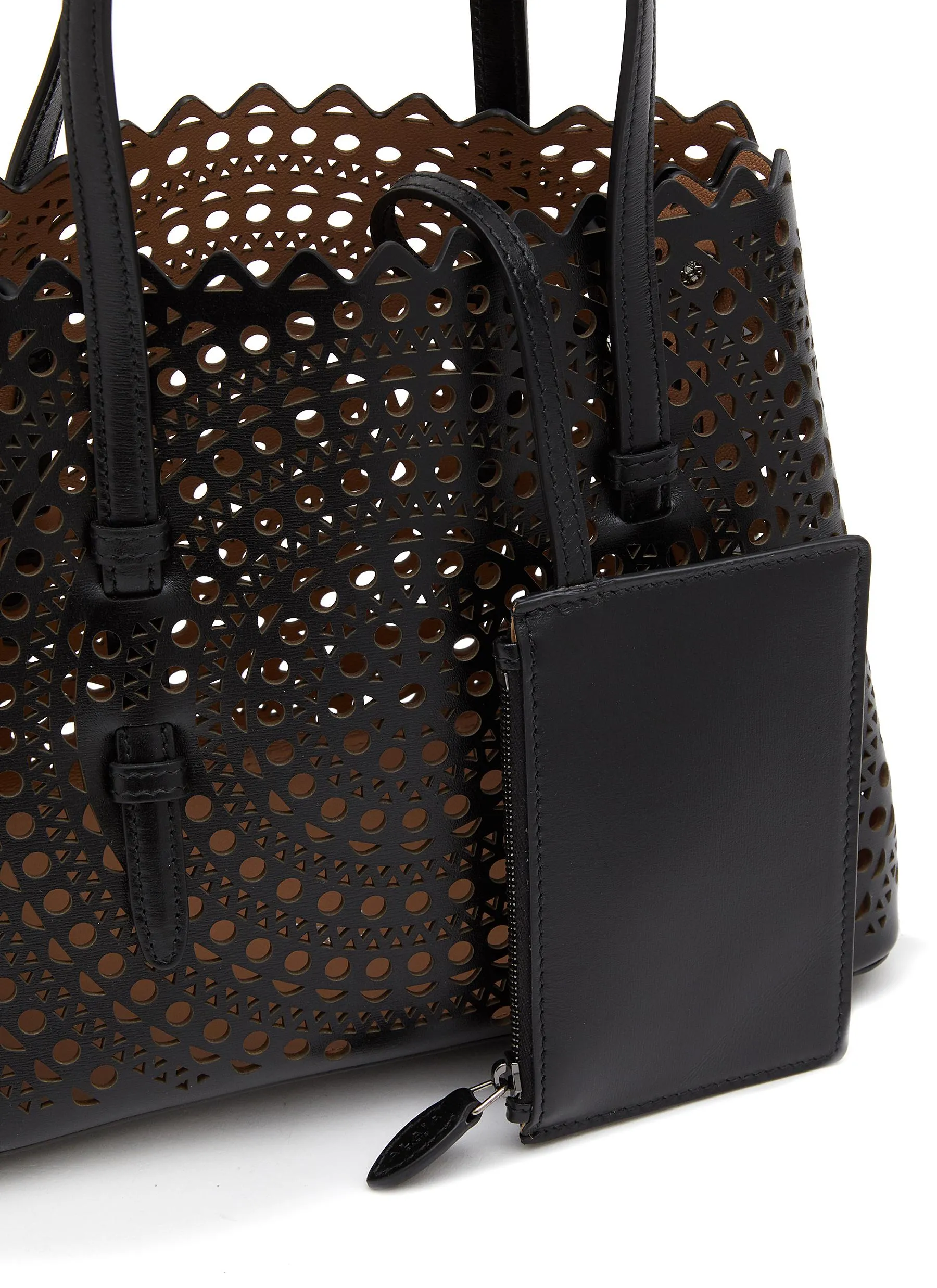 -----------ALAÏA ---- ------------BLACK ----Mina 25 Perforated Leather Tote Bag --