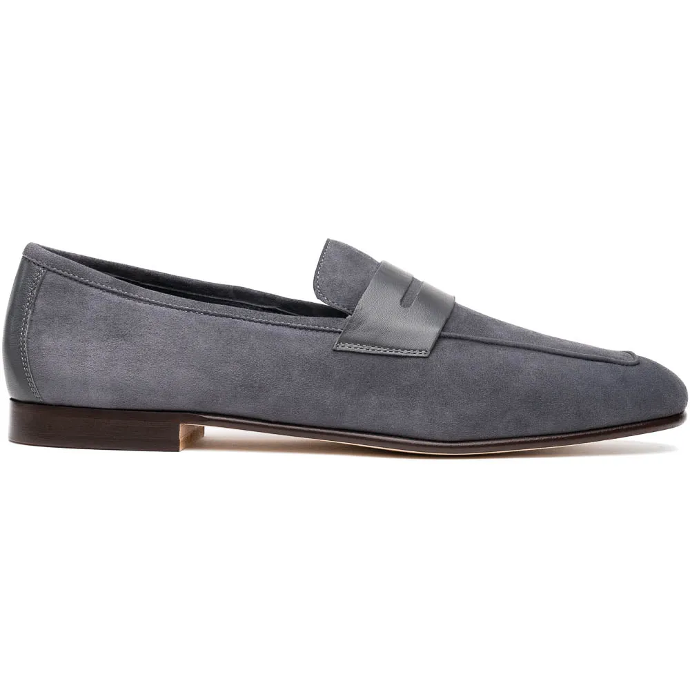 16-672-GRY Tippa Suede & Calfskin Penny Loafers Grey