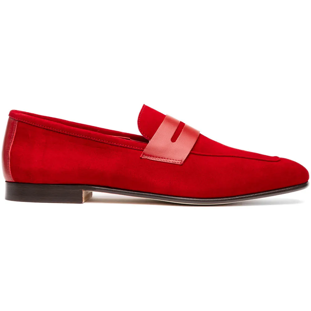 16-672-RED Tippa Suede & Calfskin Penny Loafers Red