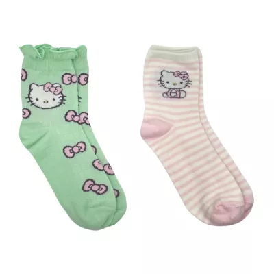 2 Pair Hello Kitty Crew Socks Womens