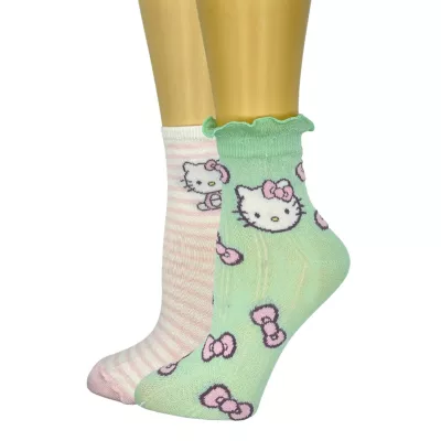 2 Pair Hello Kitty Crew Socks Womens