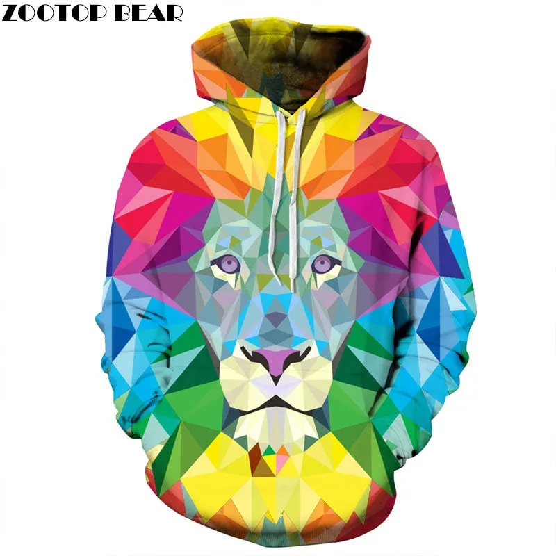 3D Colourful Lion Hoodie