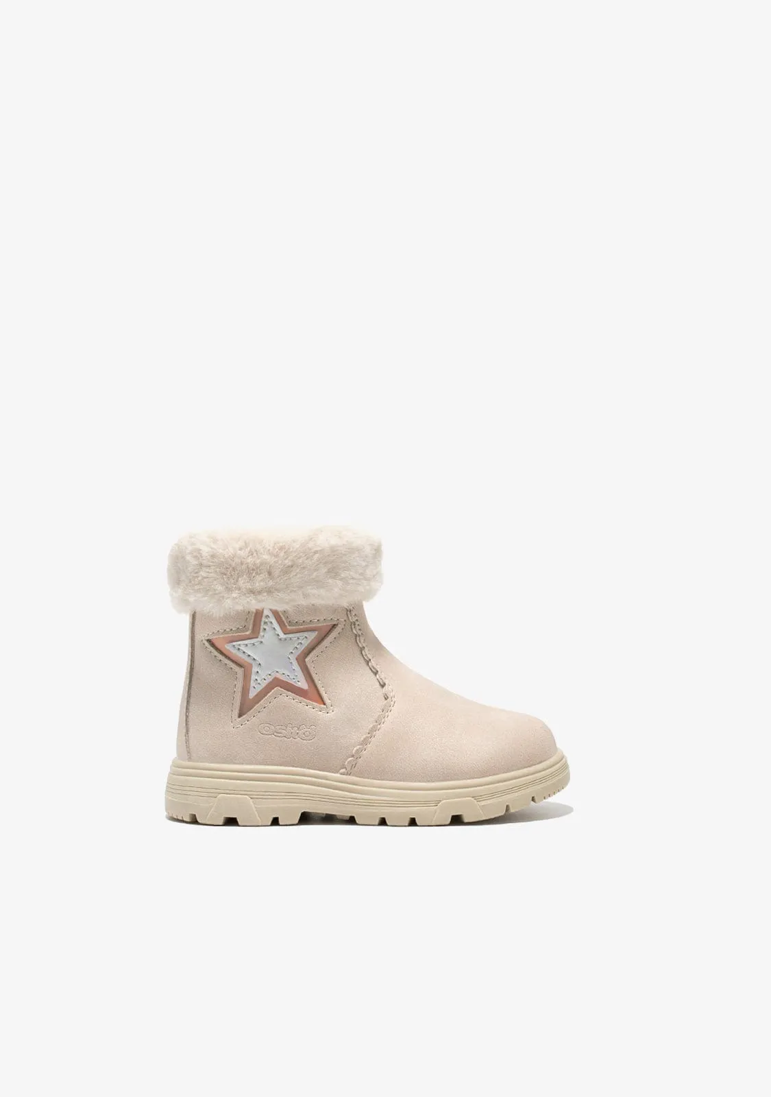 Baby's Beige Star Fur Ankle Boots