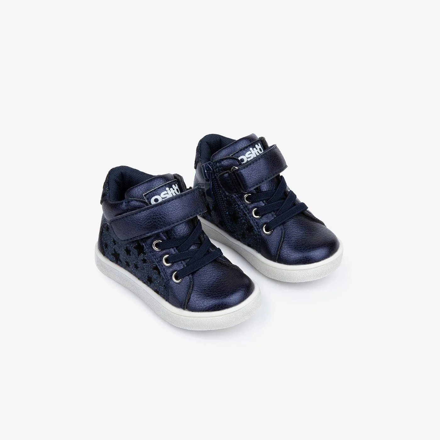 Baby's Navy Star Ankle Boots Glitter