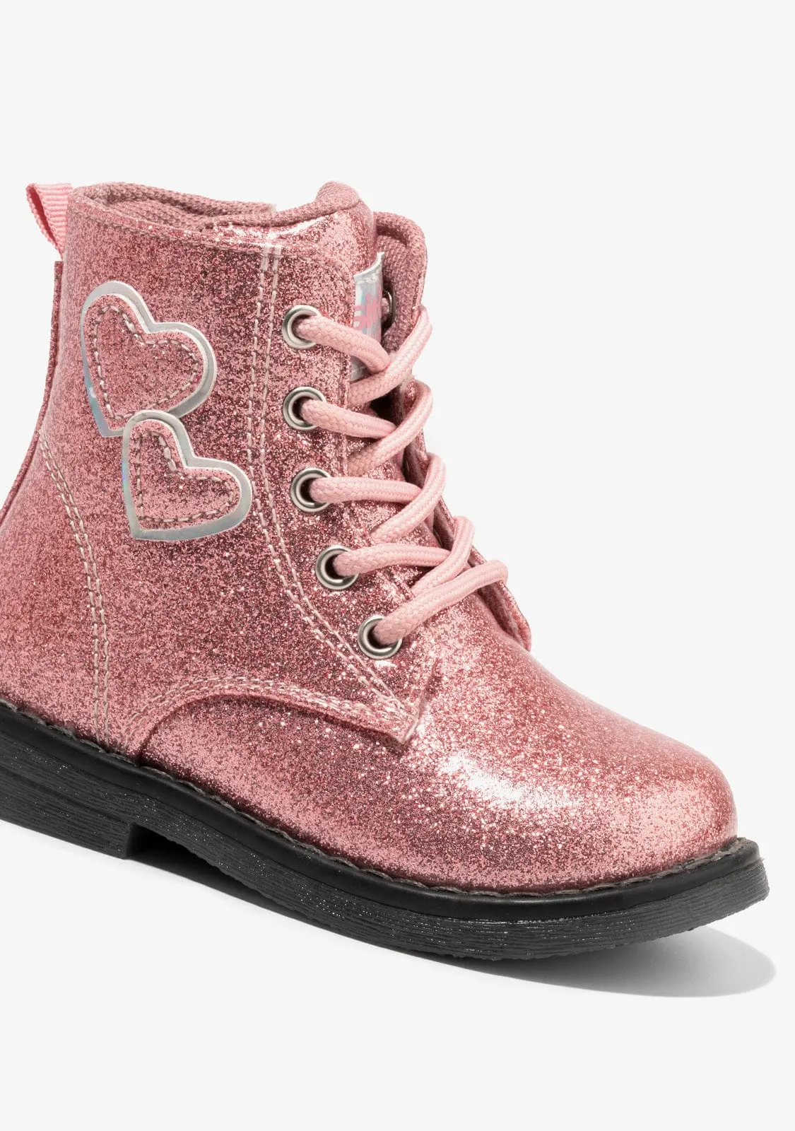 Baby's Pink Hearts Cord Ankle Boots