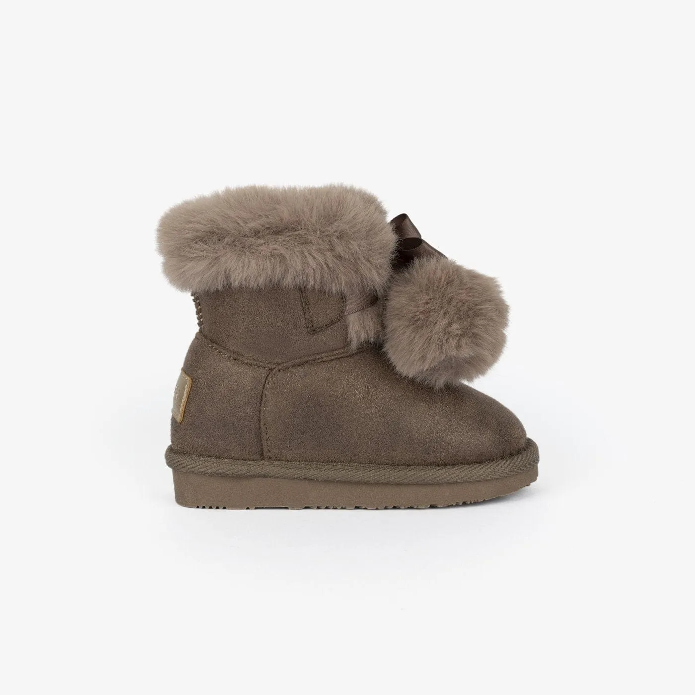 Baby's Taupe Pompom Australian Boots