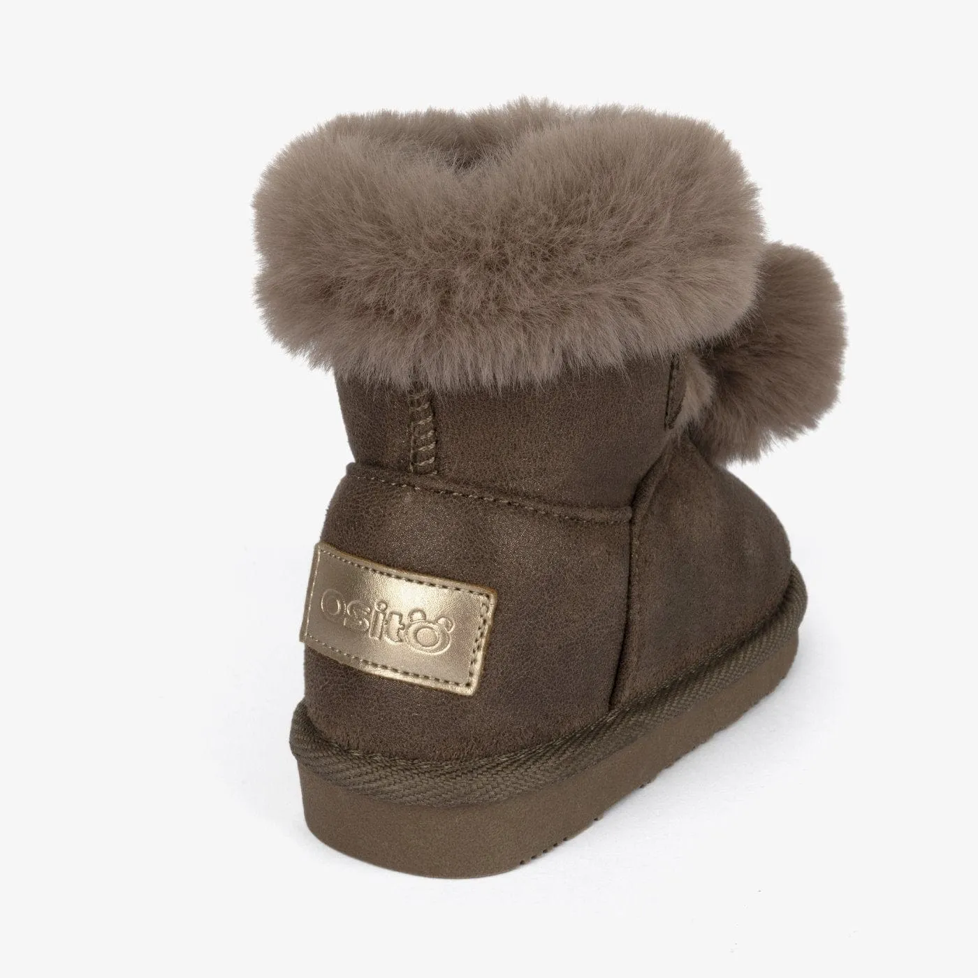 Baby's Taupe Pompom Australian Boots