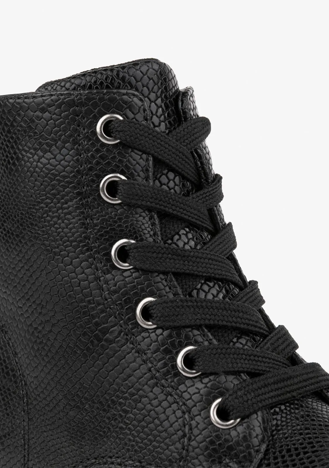 Black Snake Metallized Combat Boots