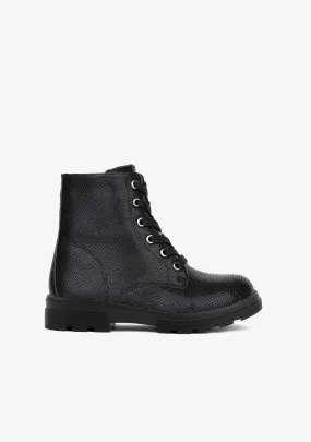 Black Snake Metallized Combat Boots