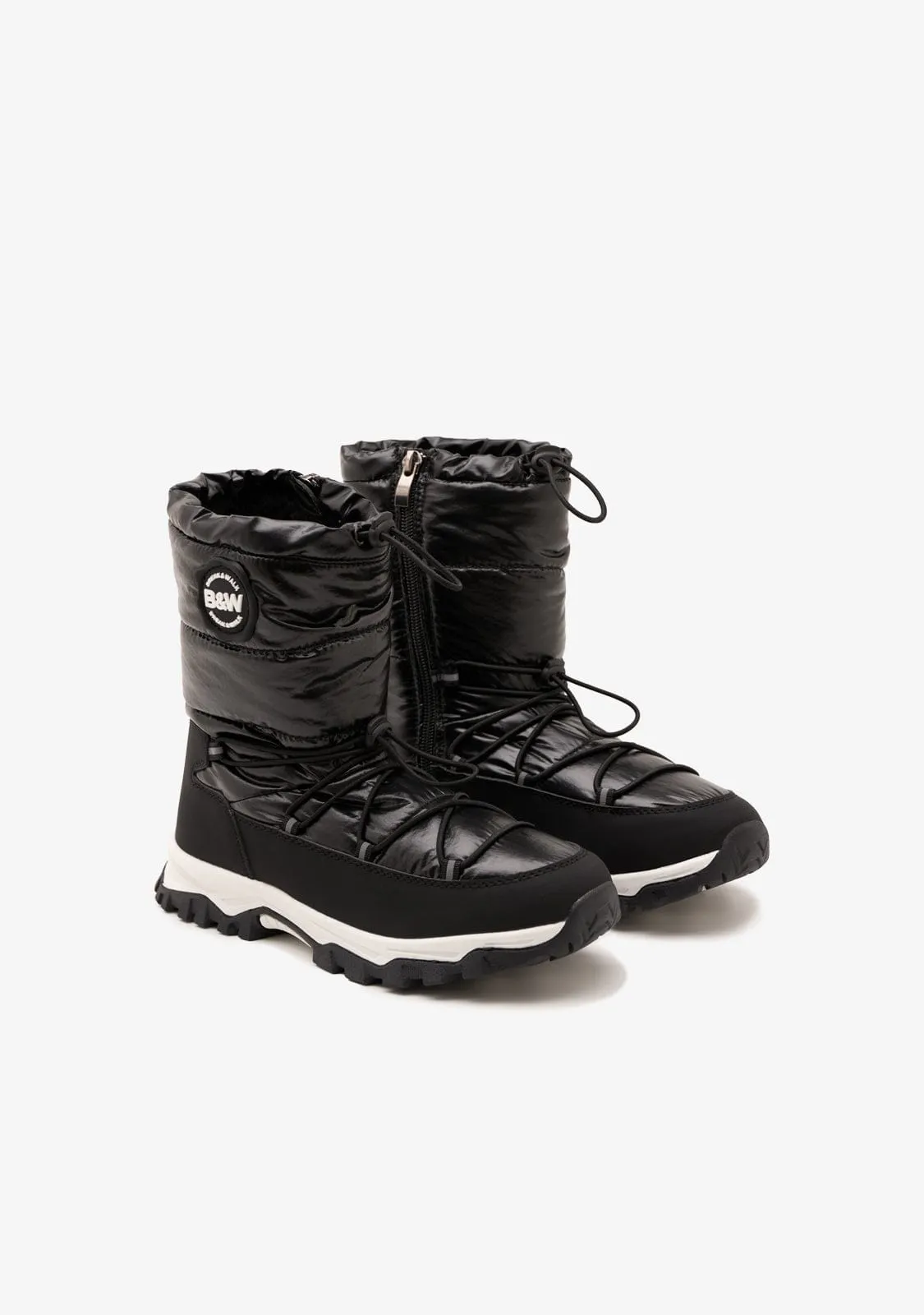 Black Track Padded Boots B&W