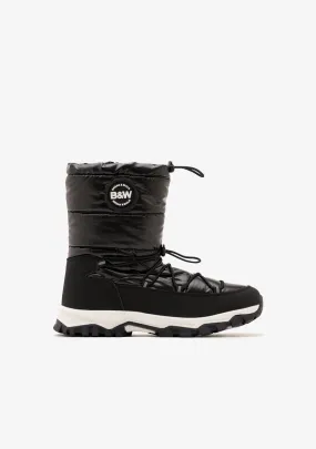 Black Track Padded Boots B&W