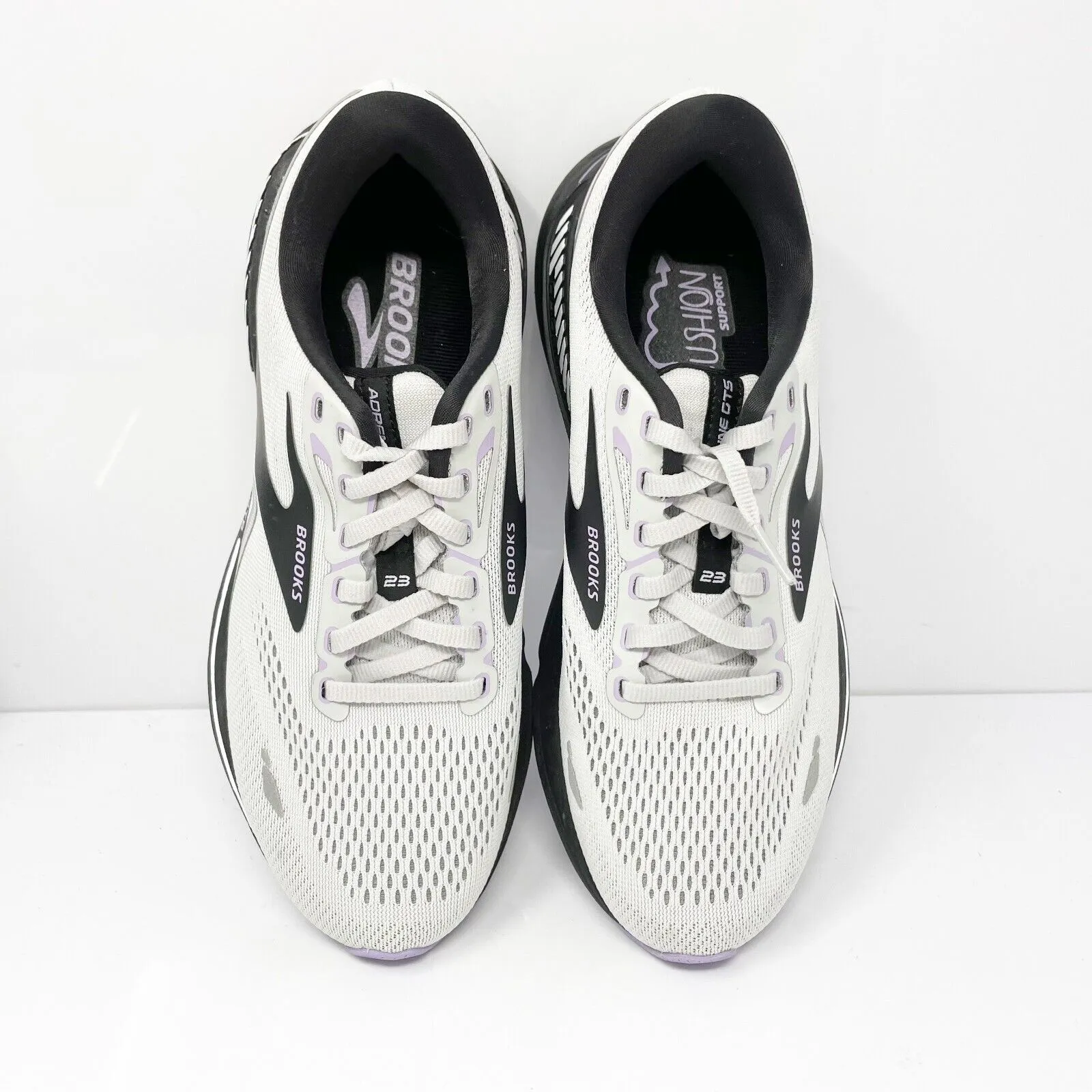 Brooks Womens Adrenaline GTS 23 1203811B039 White Running Shoes Sneakers 8.5 B