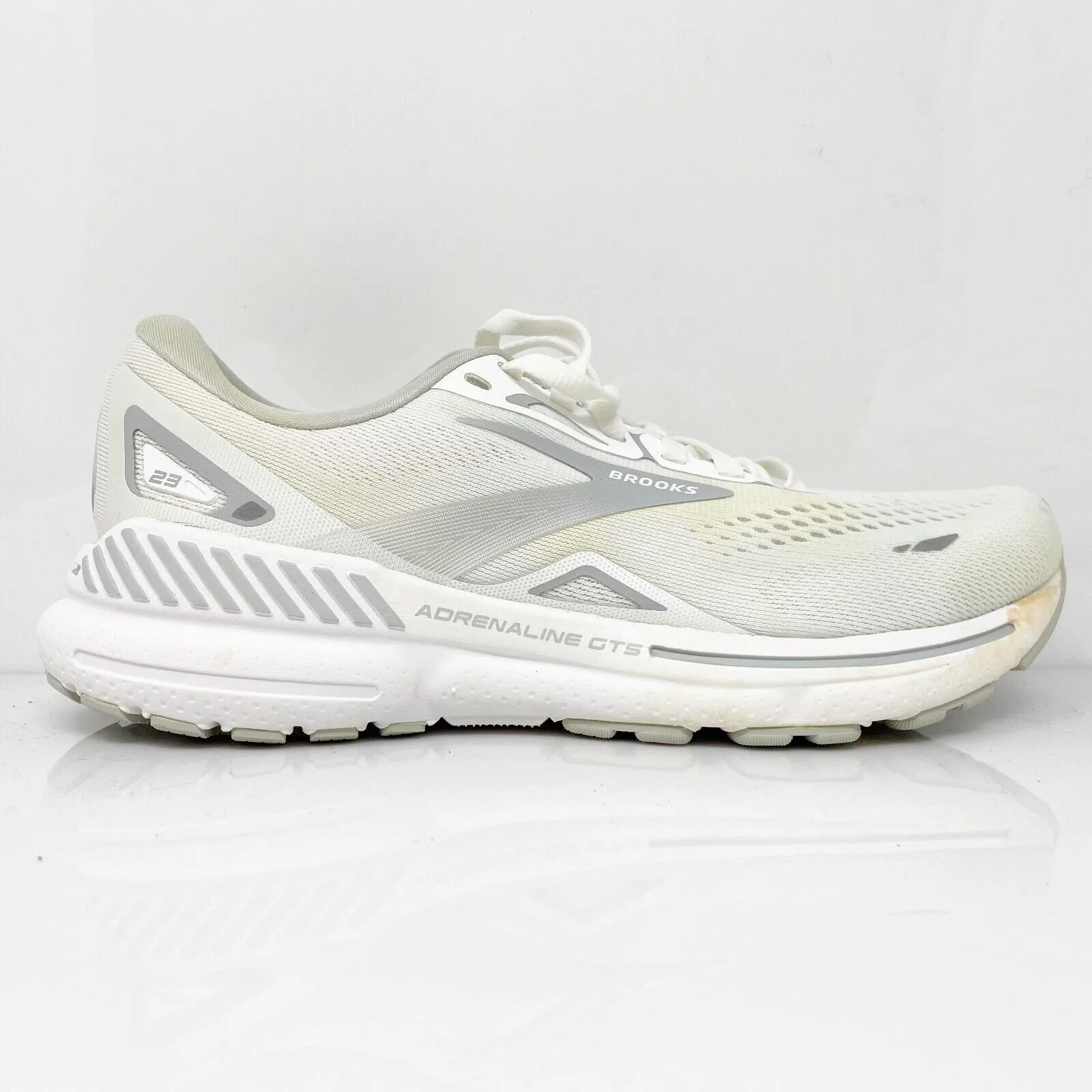 Brooks Womens Adrenaline GTS 23 1203811B104 White Running Shoes Sneakers Sz 7 B