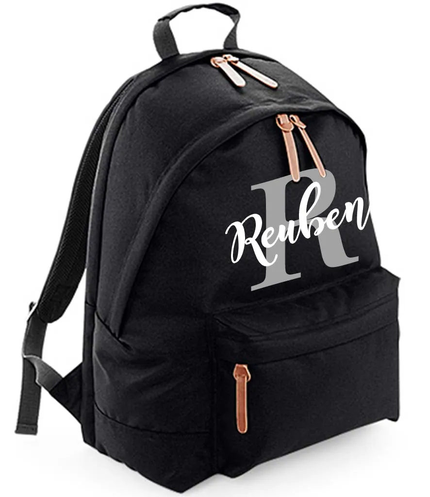 Campus Laptop Backpack Personalised With Name and Initial Black or Navy