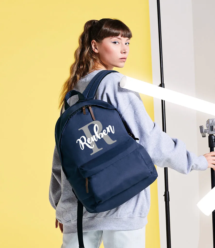 Campus Laptop Backpack Personalised With Name and Initial Black or Navy