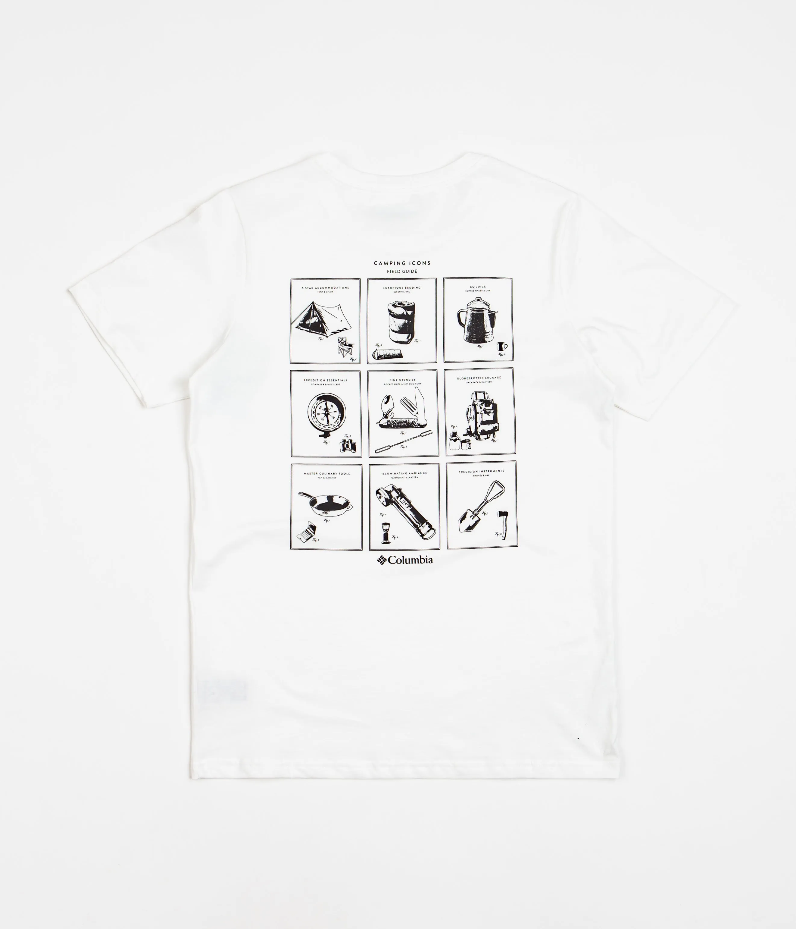 Columbia Rapid Ridge Back Graphic T-Shirt - White / Campsite Icons Graphic