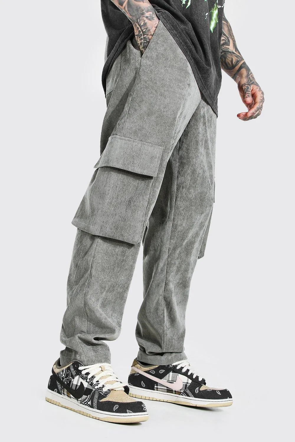 Corduroy Straight Leg Cargo Pants