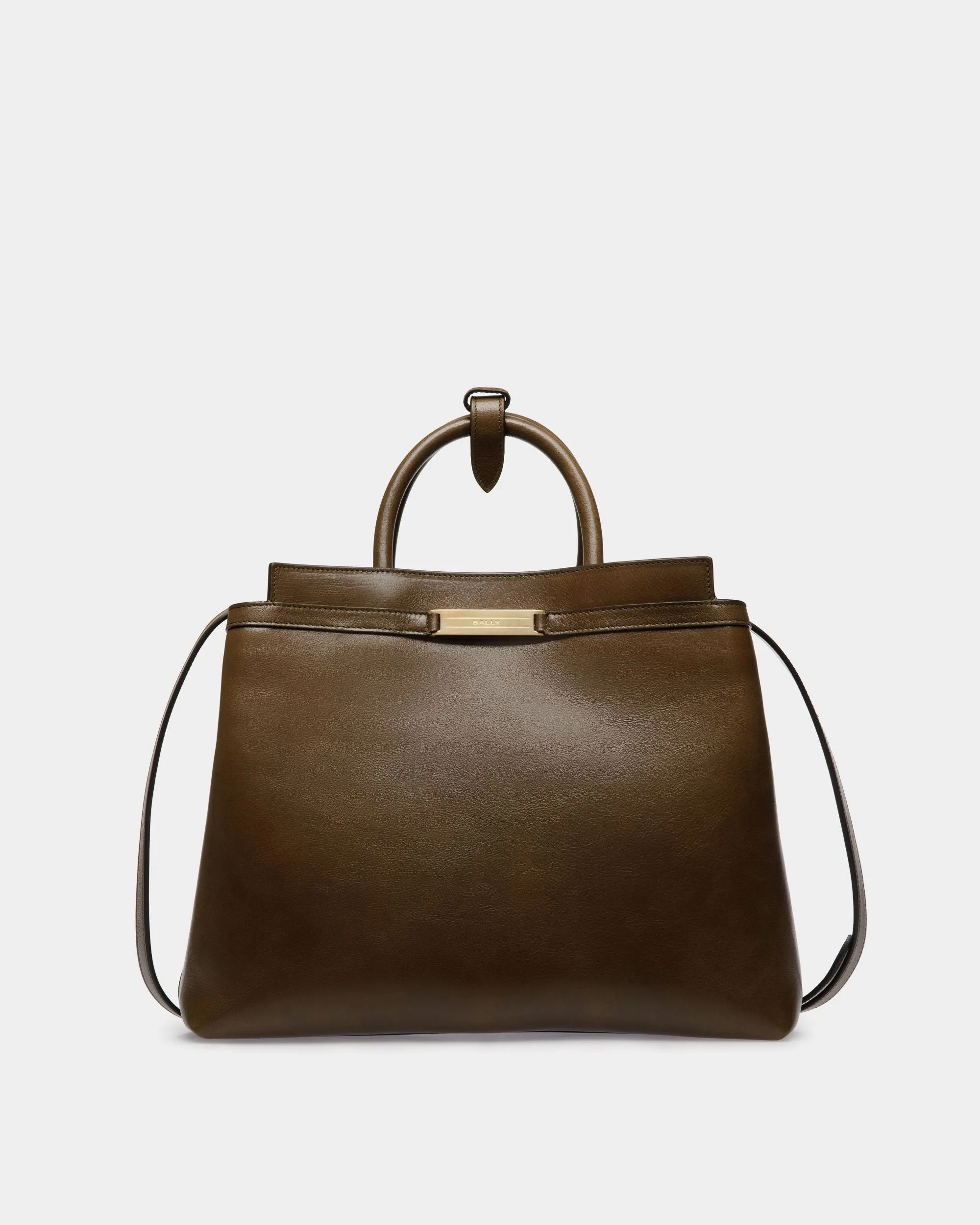 Deco Tote Bag In Marron Glacé Leather