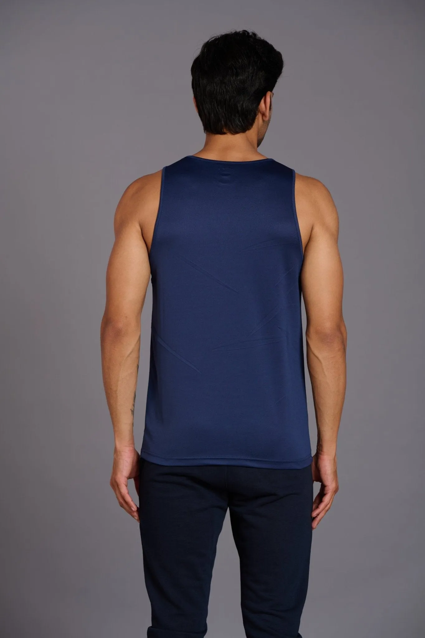 Devil Fit Printed Navy Blue Vest (Activewear) for Men