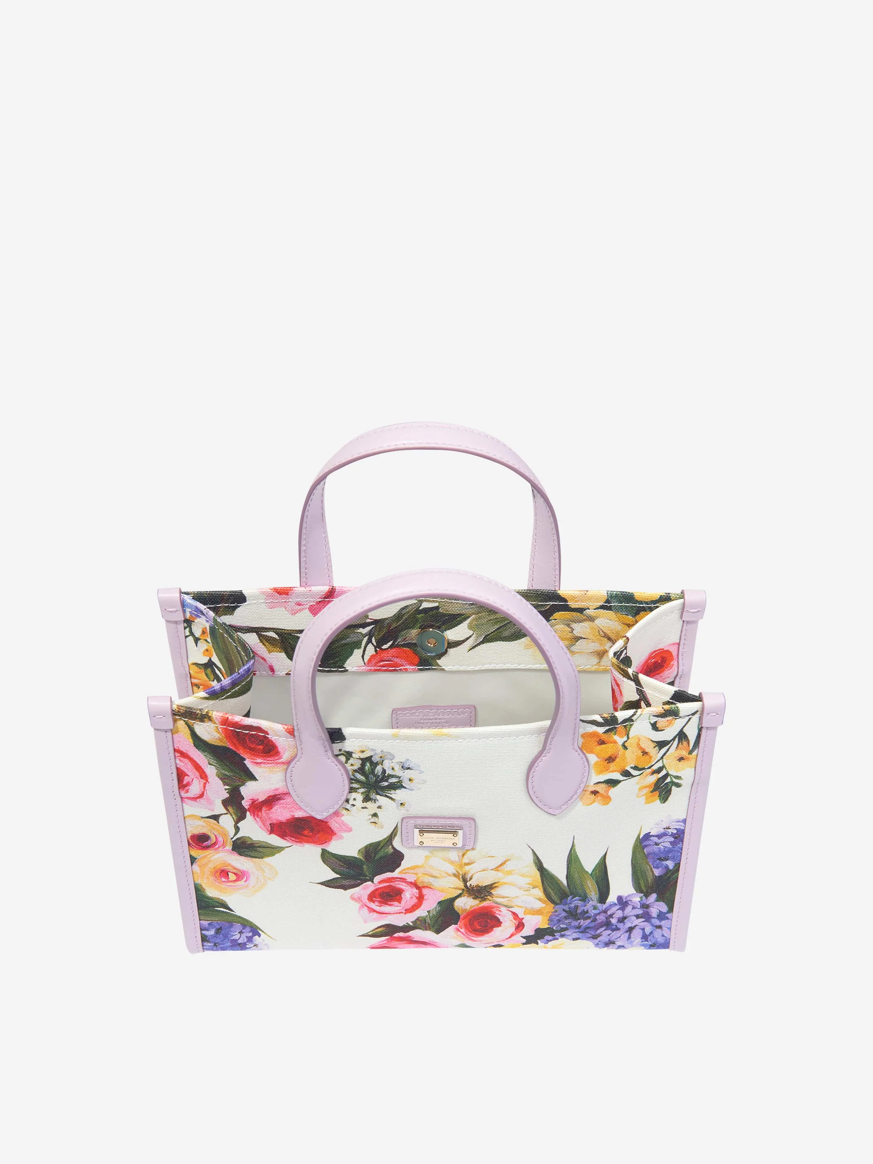 Dolce & Gabbana Girls Canvas Flower Print Tote Bag in Multicolour (25c