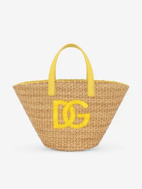 Dolce & Gabbana Girls Straw Tote Bag in Yellow (34cm)