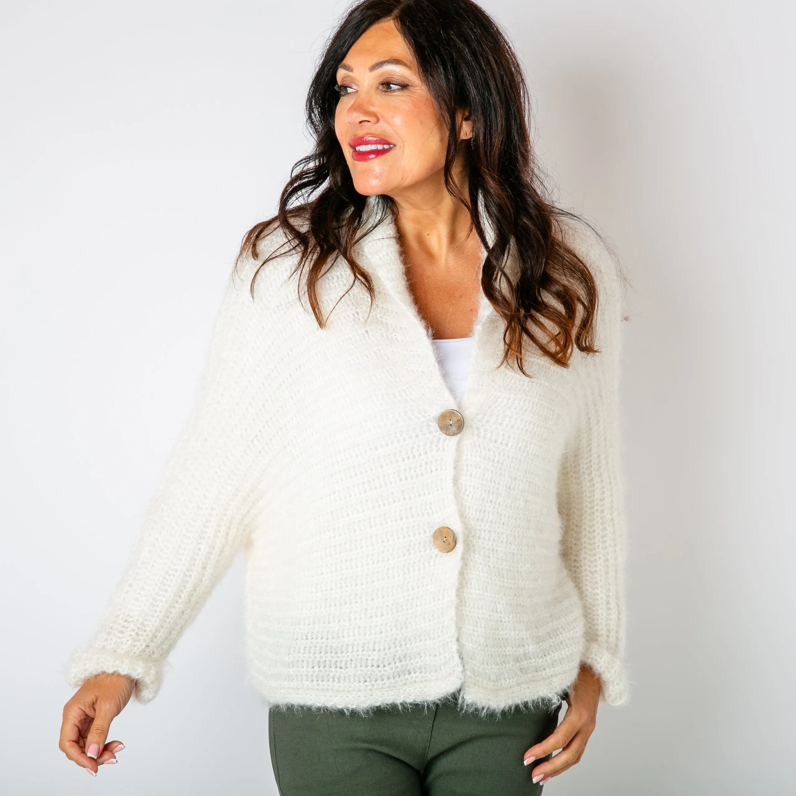 Fuzzy Collar Cardigan