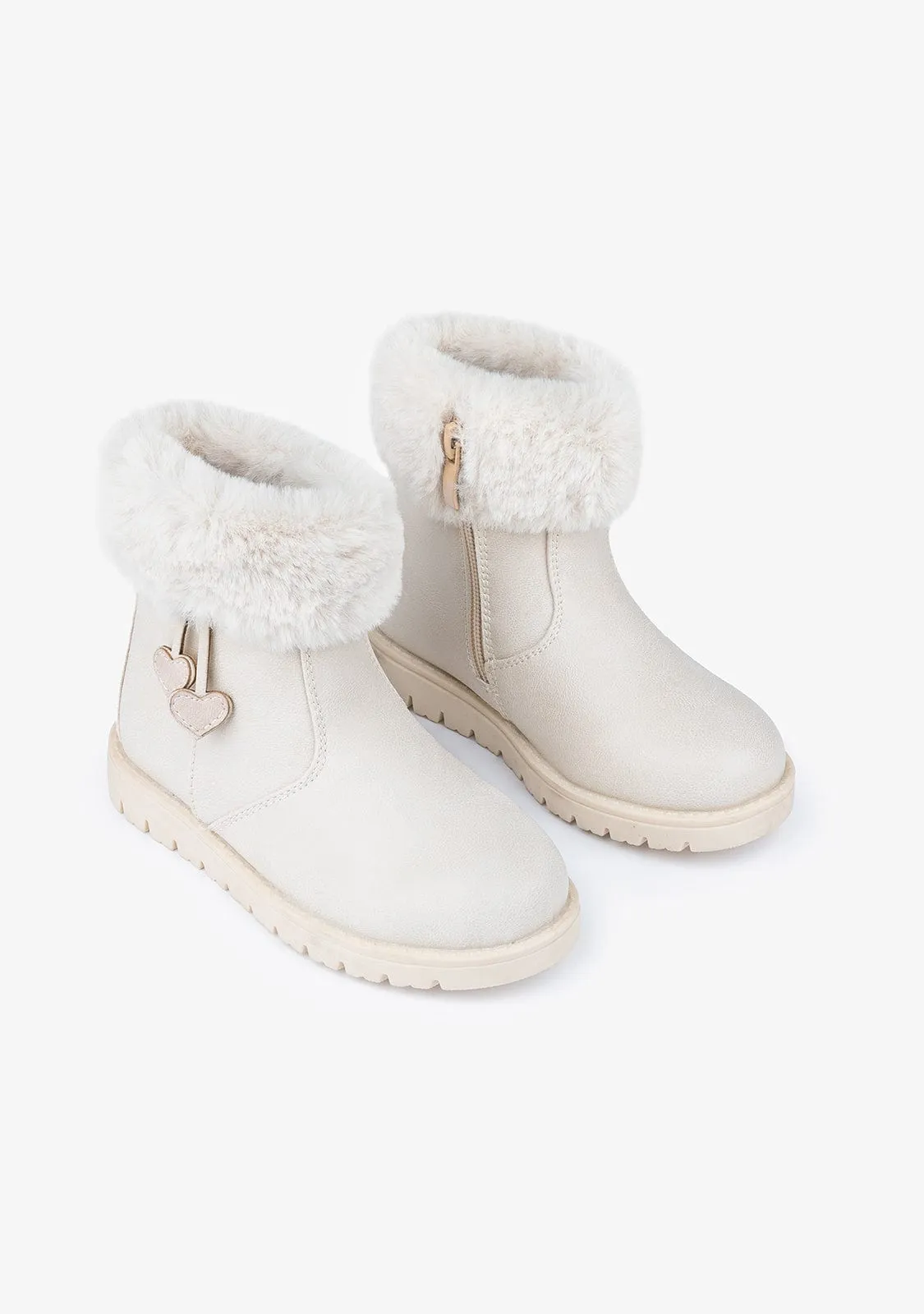 Girl's Beige Ankle Boots Napa