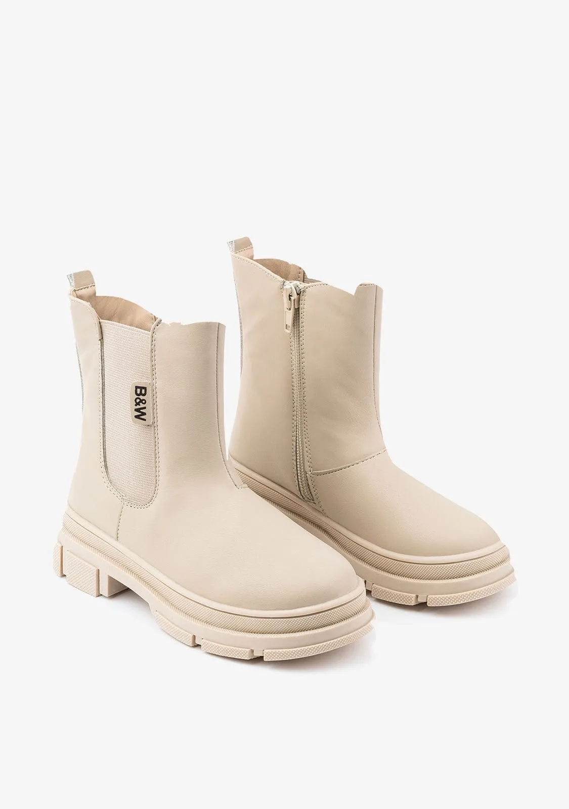 Girl's Beige Chelsea Ankle Boots