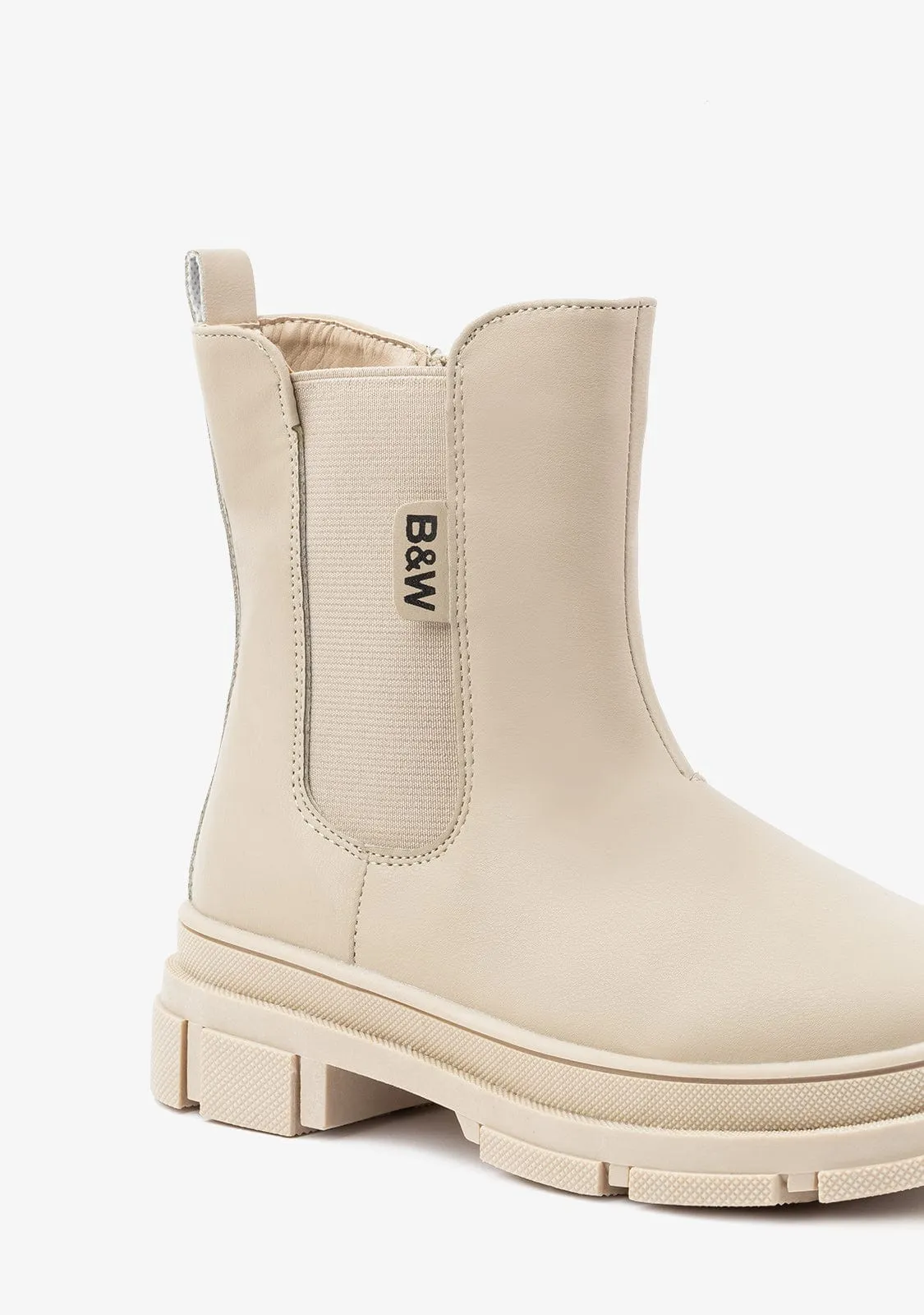 Girl's Beige Chelsea Ankle Boots