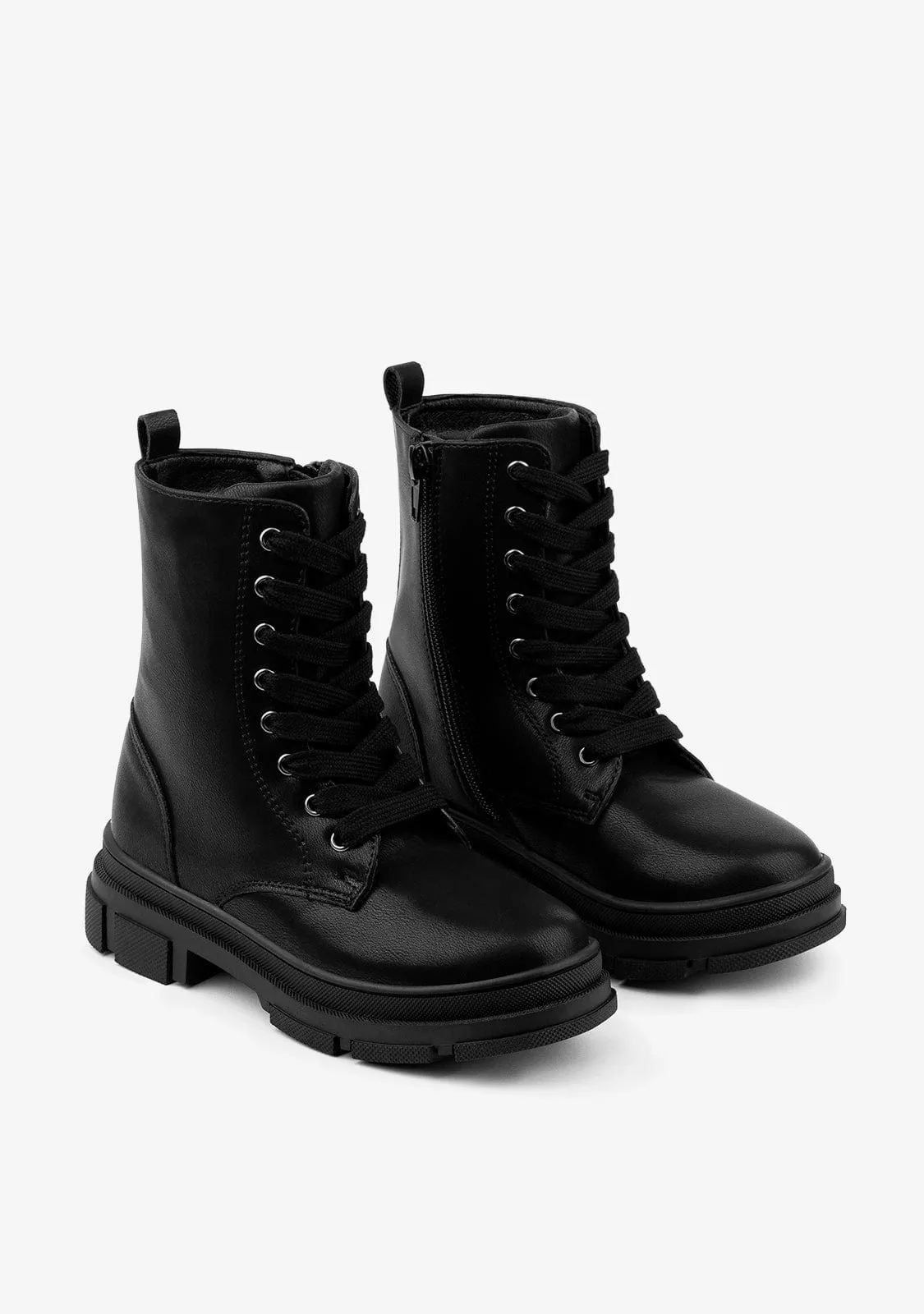 Girl's Black Basic Ankle Boots