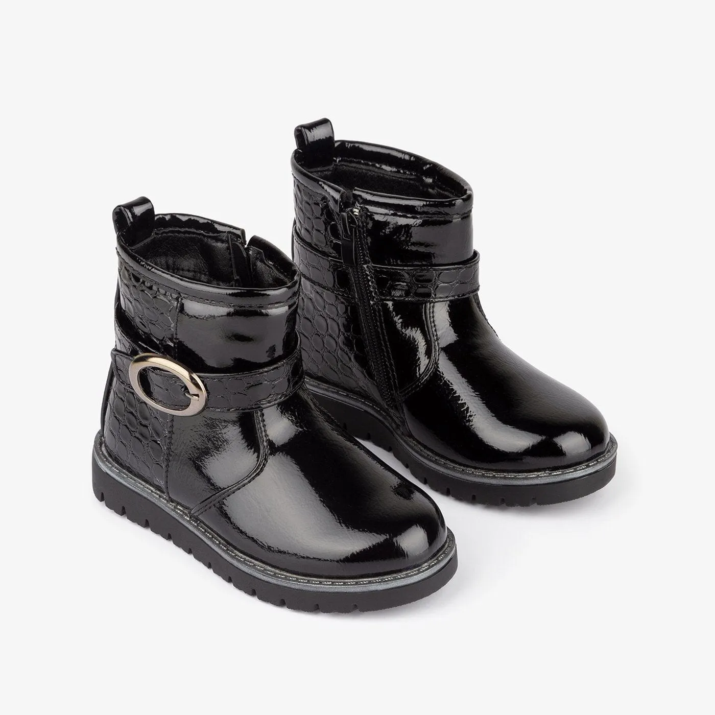 Girl's Black Coco Patent Leather Boots