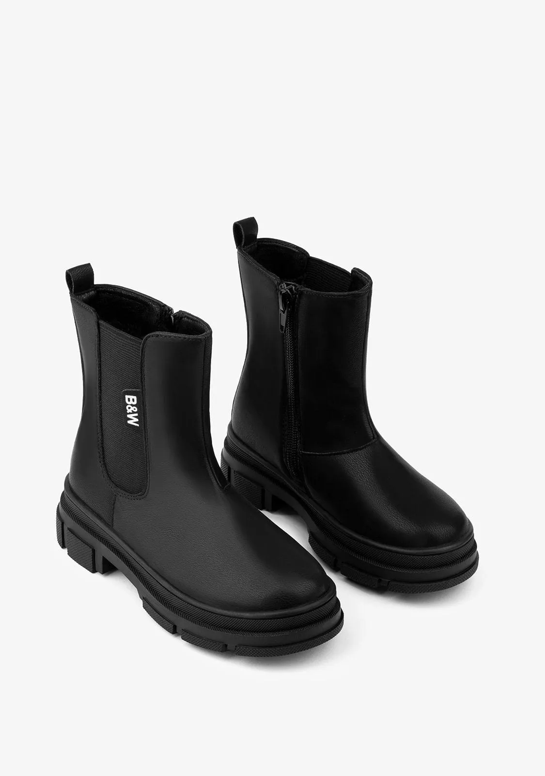 Girl's Black Elastic Boots Napa B&W