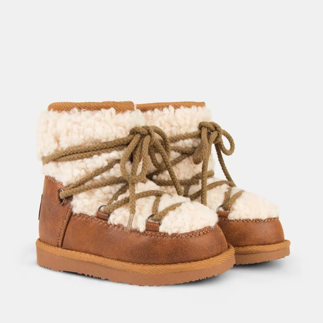 Girl's Camel Fur Laces Australian Boots