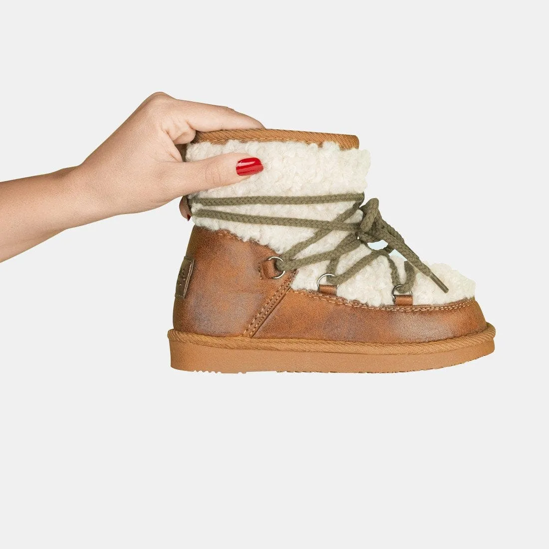 Girl's Camel Fur Laces Australian Boots