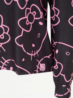 Hello Kitty Black Soft Snit Long Sleeve Pyjamas | Lingerie | George at ASDA