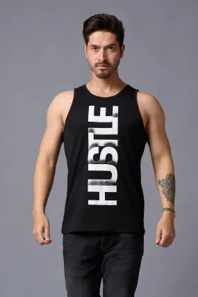 Husstle Printed Black Vest for Men