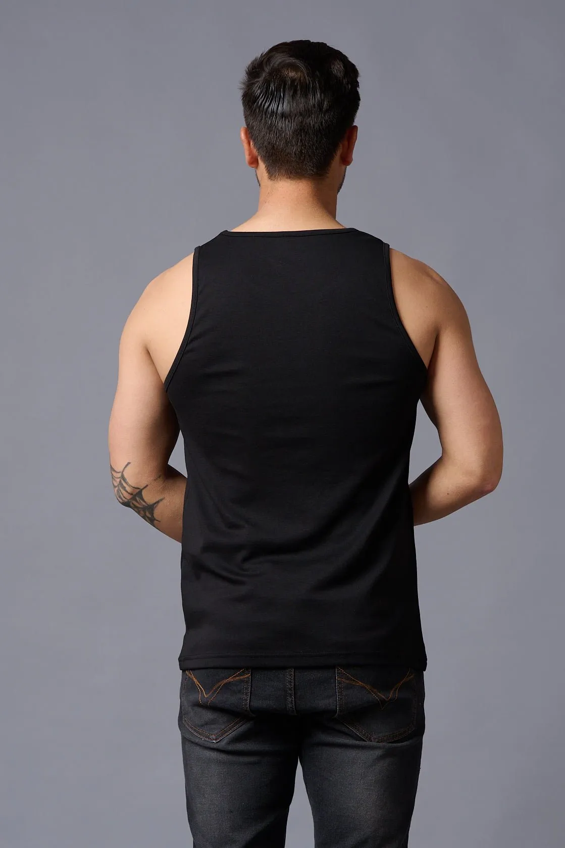 Husstle Printed Black Vest for Men