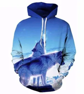 Ice Howling Wolf Hoodie