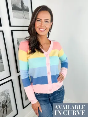 Izzy Cardigan - Patel Rainbow Stripes by Sugarhill Brighton