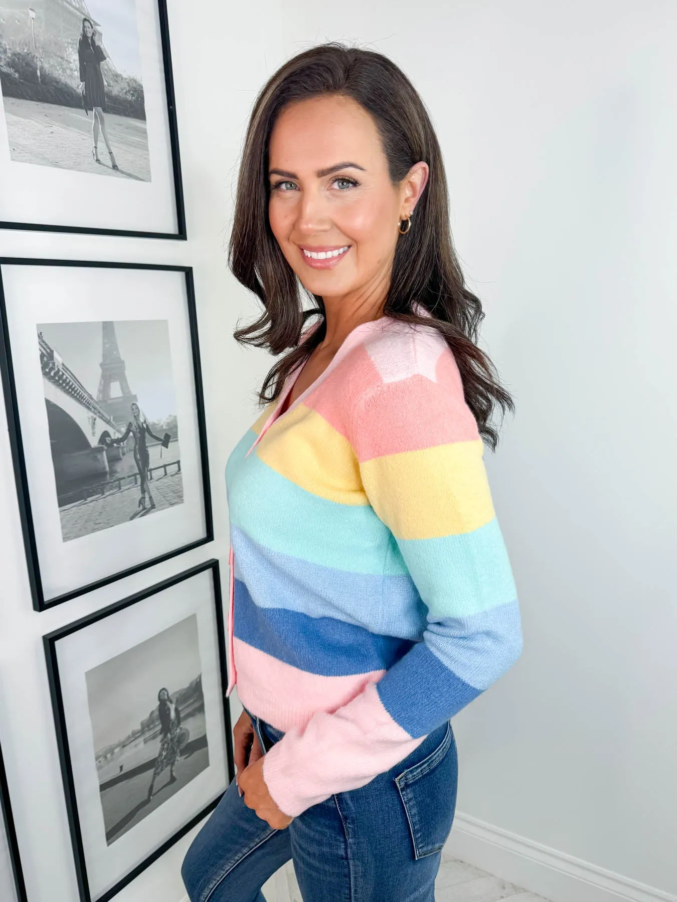 Izzy Cardigan - Patel Rainbow Stripes by Sugarhill Brighton