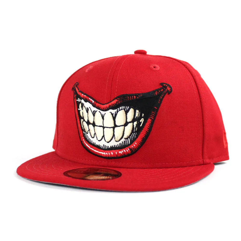 JOKER SMILE Marvel/DC Comics New Era 59Fifty Fitted Hat (Red Gray Under Brim)