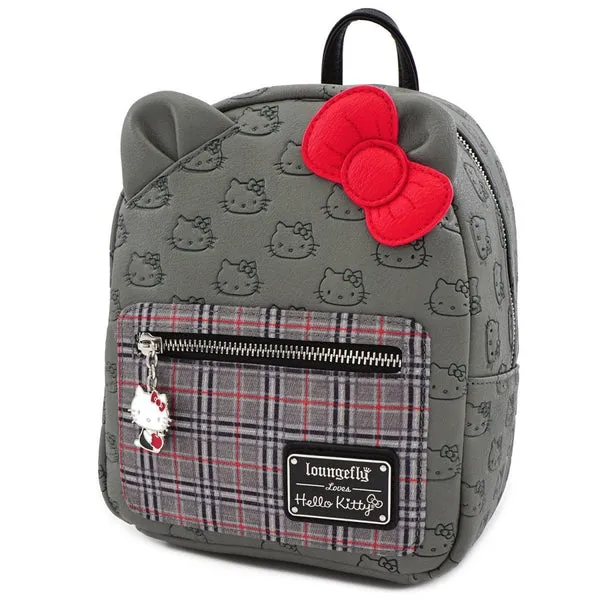 Loungefly x Hello Kitty Grey Plaid Mini Backpack