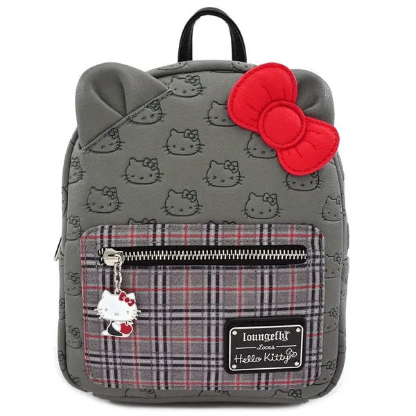 Loungefly x Hello Kitty Grey Plaid Mini Backpack