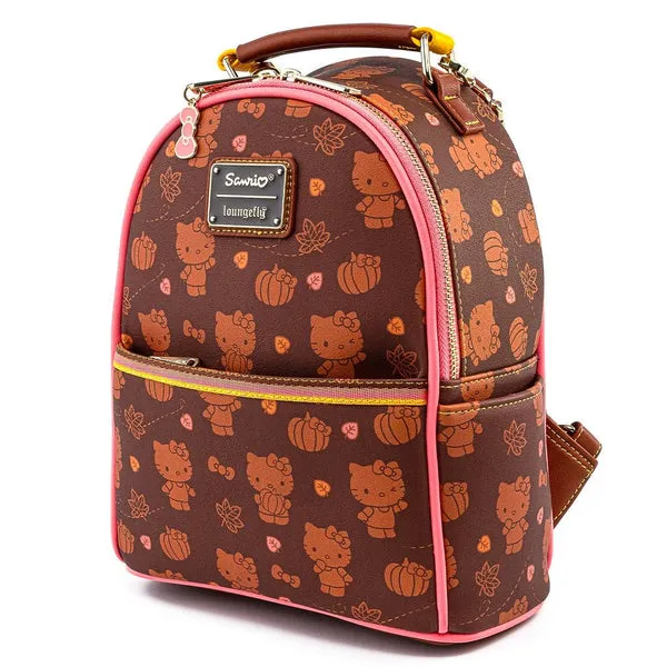 Loungefly x Hello Kitty Pumpkin Spice Print Mini Convertible Backpack