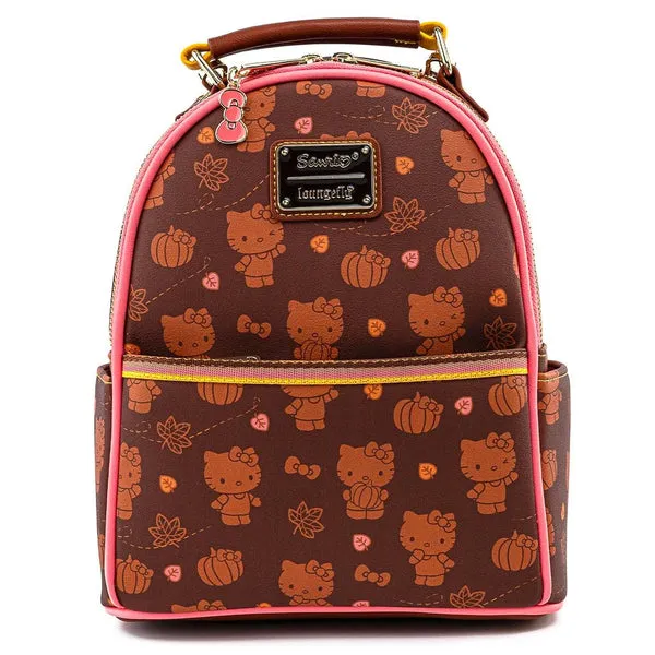 Loungefly x Hello Kitty Pumpkin Spice Print Mini Convertible Backpack