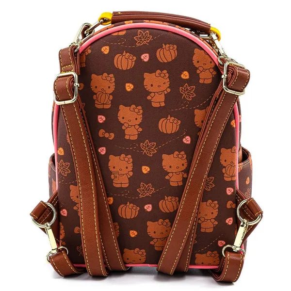 Loungefly x Hello Kitty Pumpkin Spice Print Mini Convertible Backpack