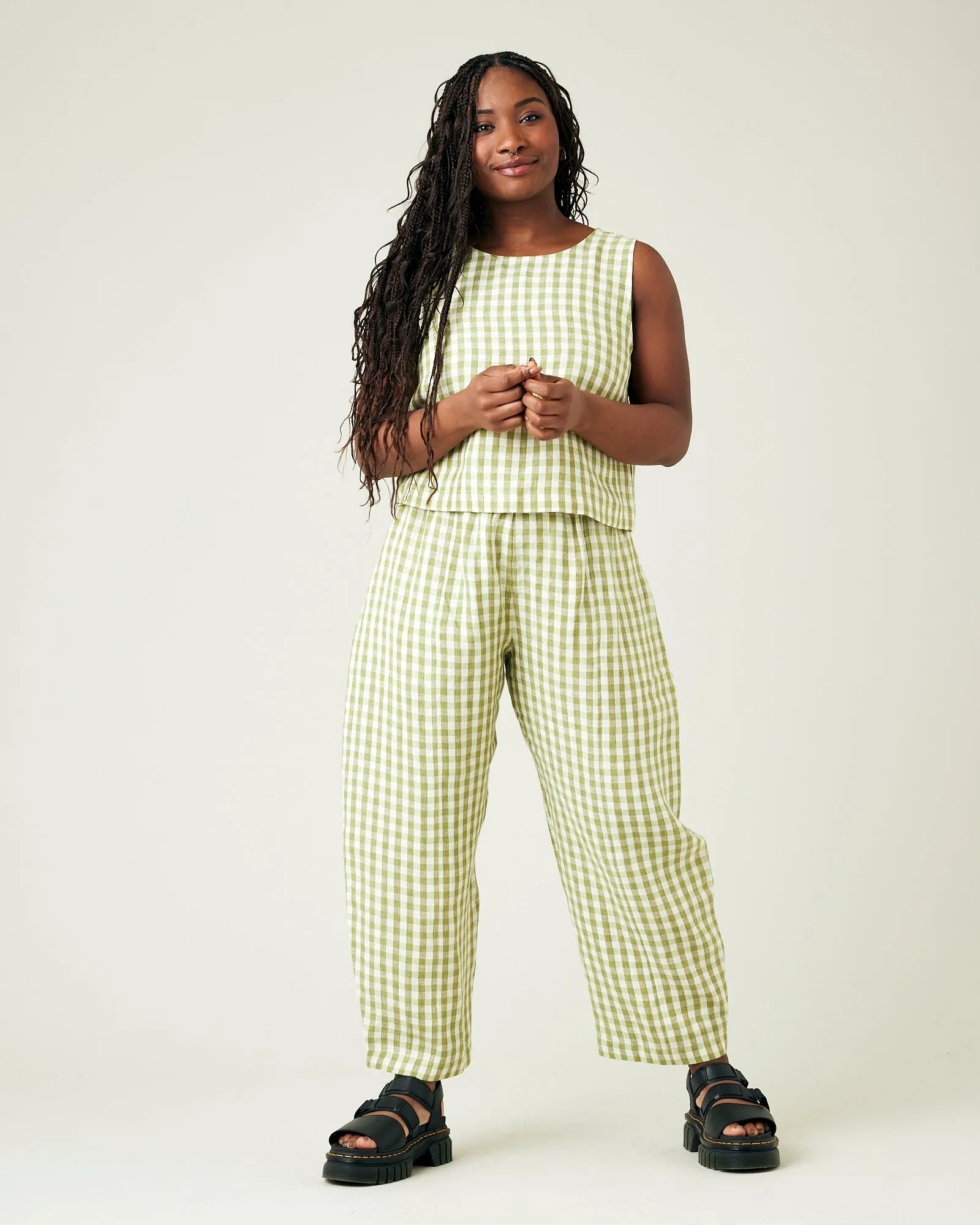 Mabel Apple Check Linen Trousers
