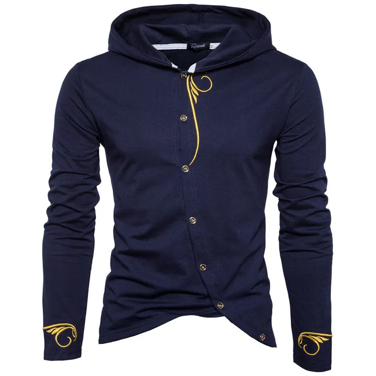 Men's Embroidered Lux Button-Up Hoodie